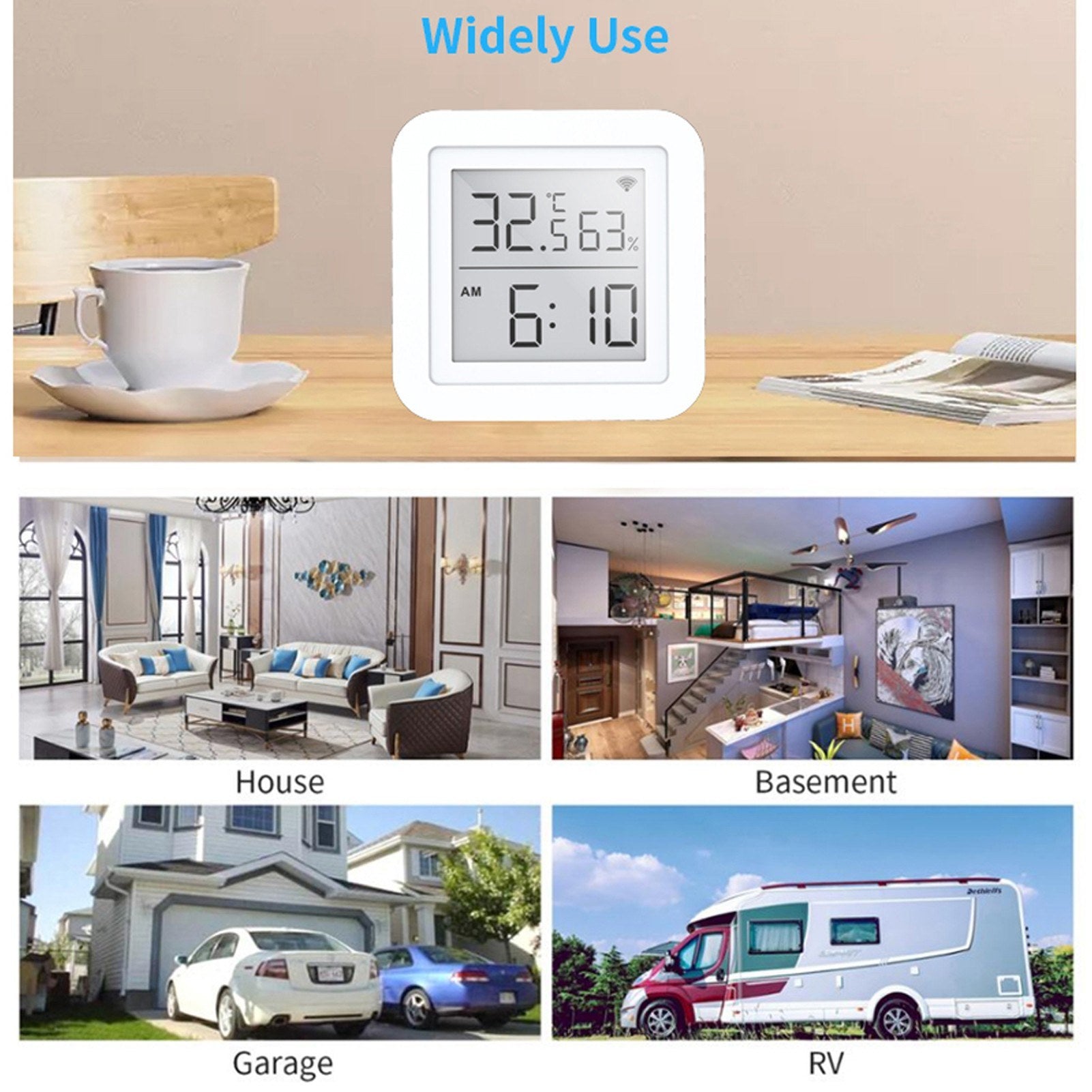 Tuya WiFi Digital Thermometer Hygrometer LCD Display Screen Fahrenheit / Celsius Switch Temperature Humidity Time Display Linkage Sensors Compatible with Alexa Google Home Tuya WiFi Digital Thermometer Hygrometer LCD Display Screen Fahrenheit / Celsius Switch Temperature Humidity Time Display Linkage Sensors Compatible with Alexa Google Home